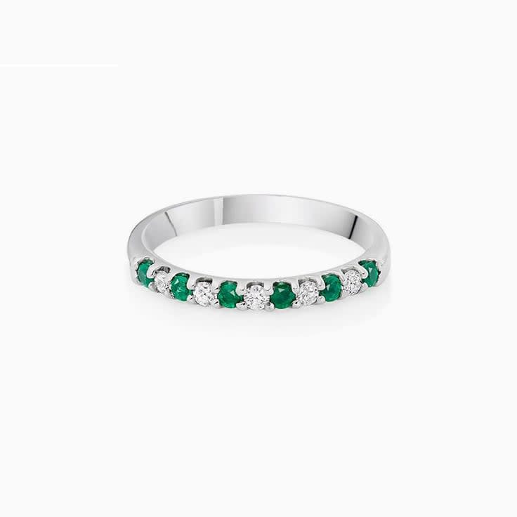 Green Emerald and Diamond Ring