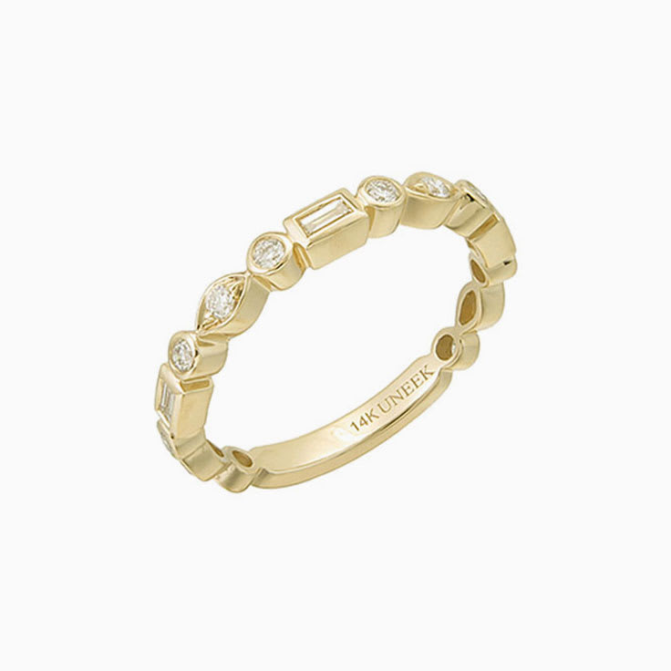 Baguette and Round Bezel set ring