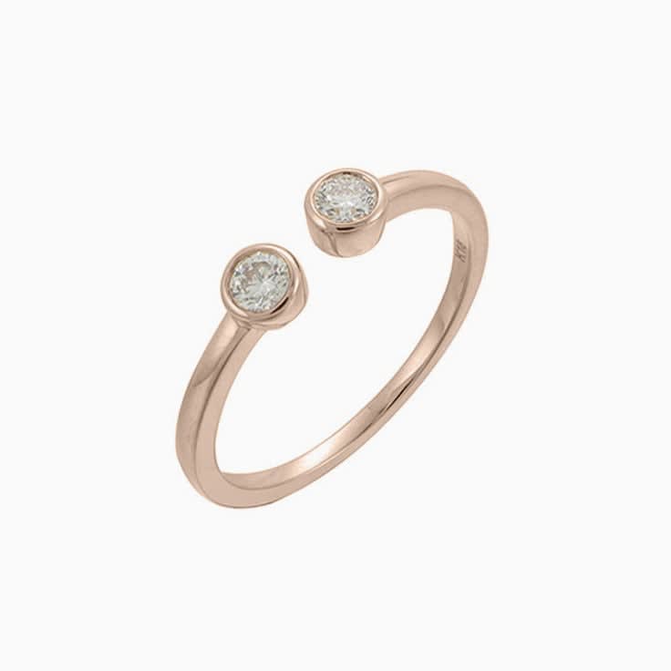 Bezel Set Diamond Cuff ring