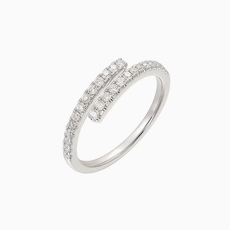 Double bar cuff diamond ring