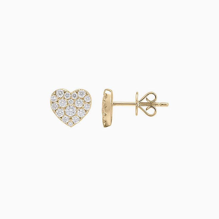 Round diamond Heart studs 734