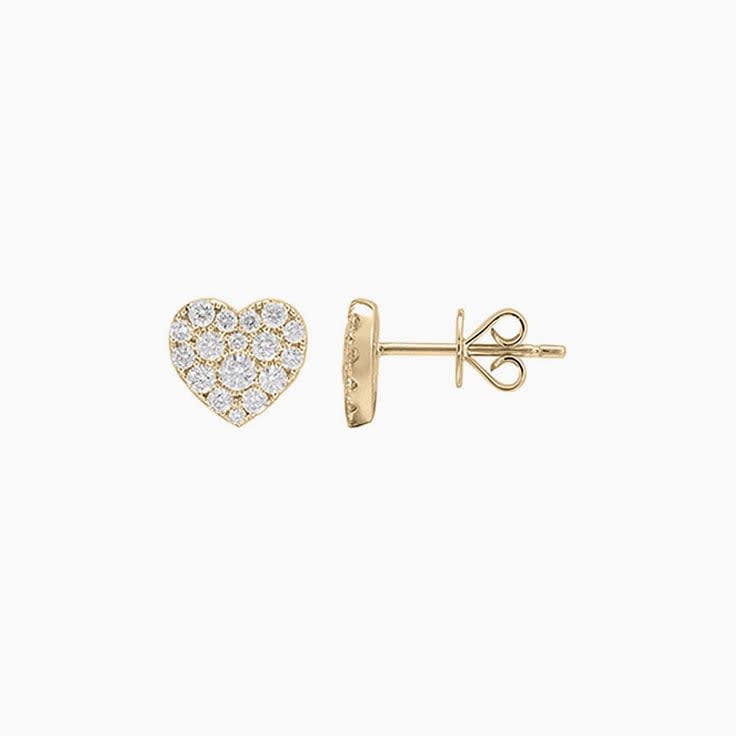 Round diamond Heart studs 734