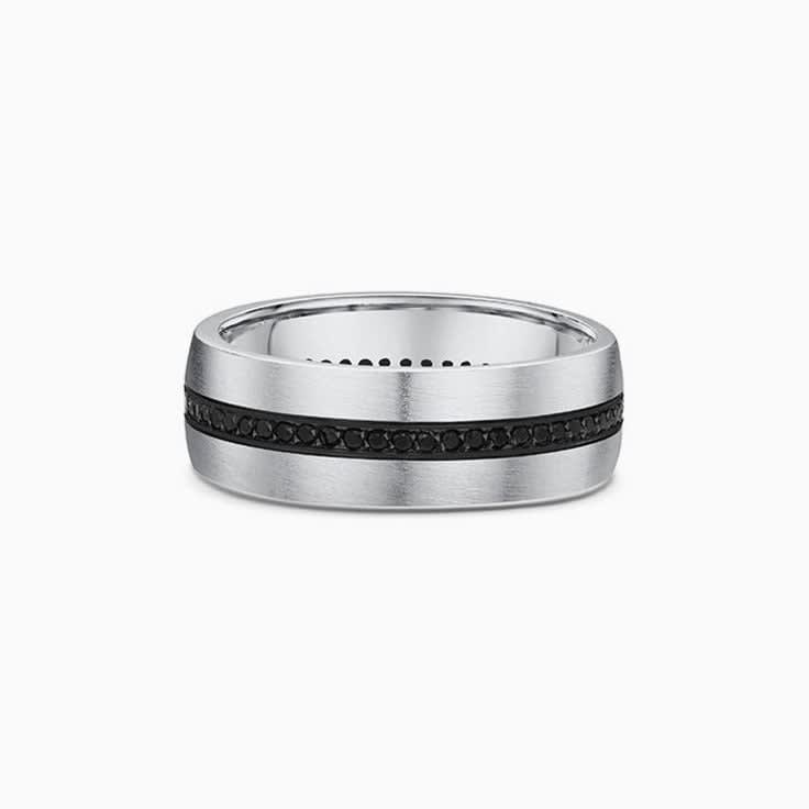 Round cut Black diamond wedding ring