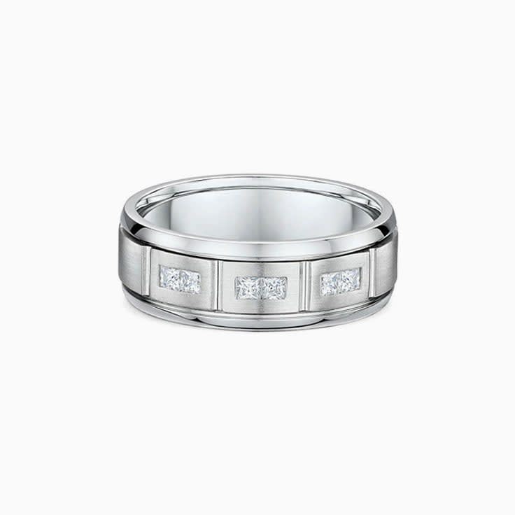 Princess cut drop set Mens Wedding ring