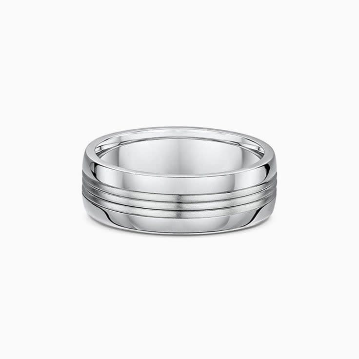 Centre striped mens wedding ring
