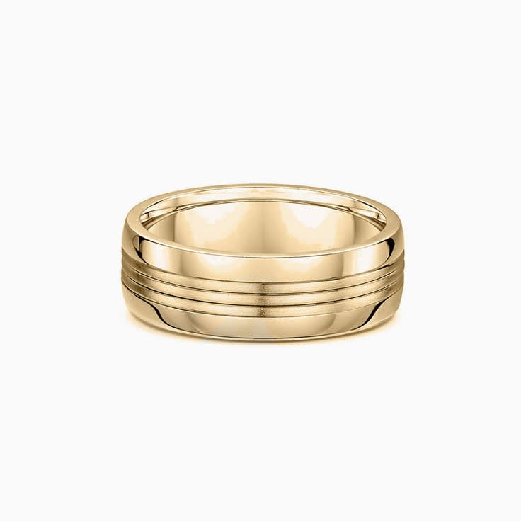 Centre striped mens wedding ring