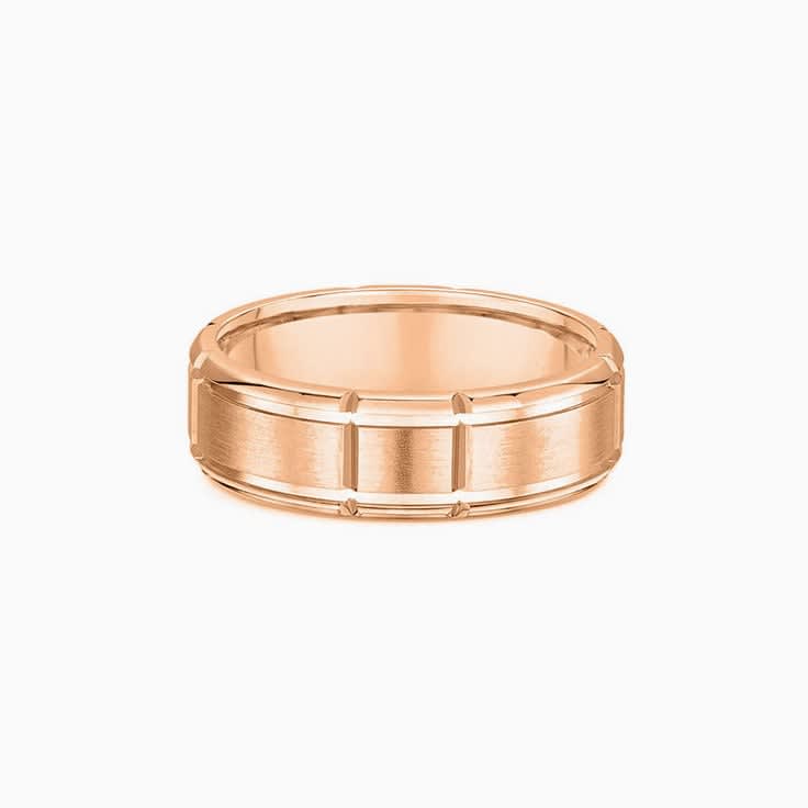 Grooved Mens wedding ring 418a02