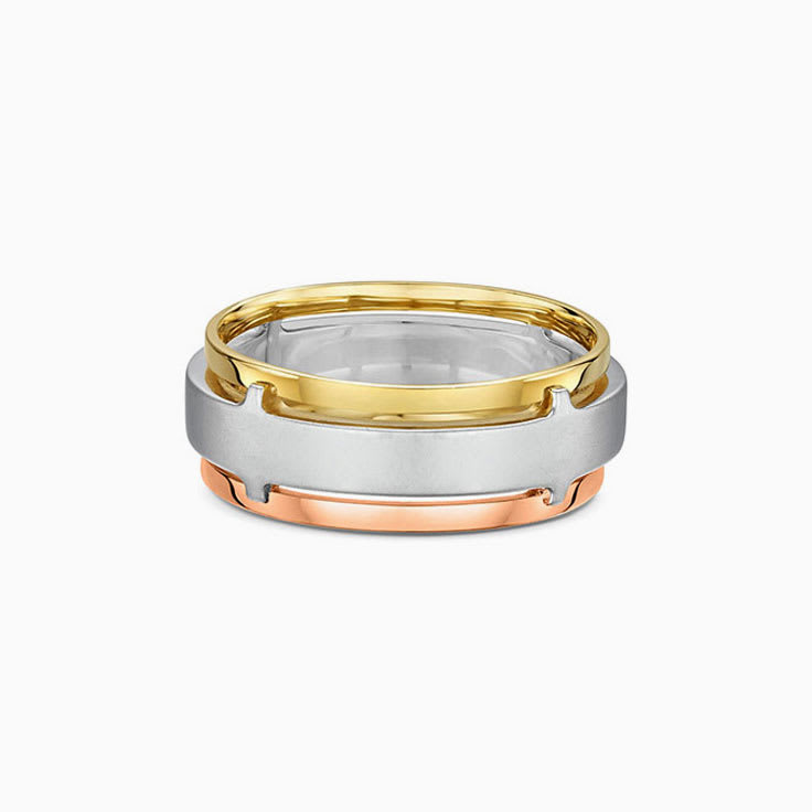 Contemporary Three tone Mens ring