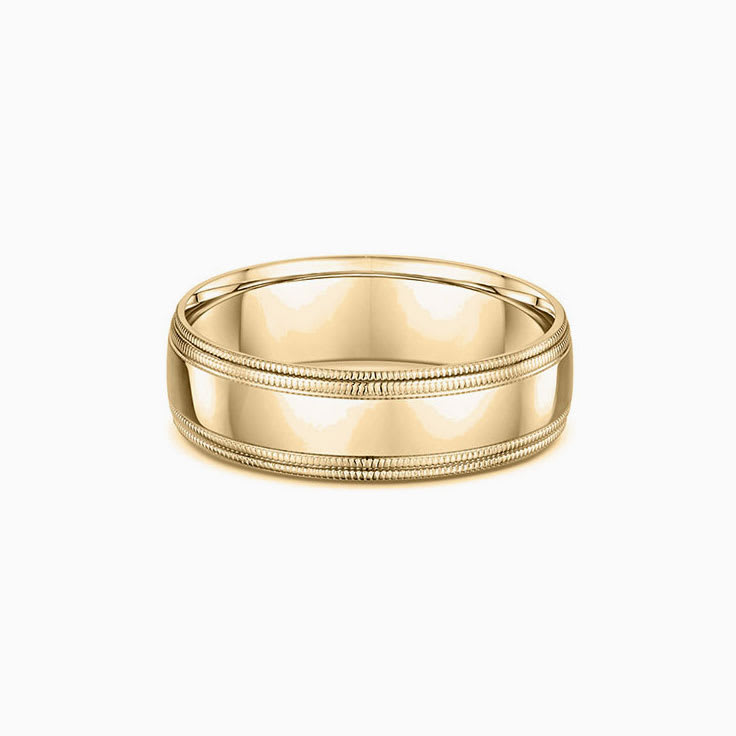 Double Milgrain edges wedding ring