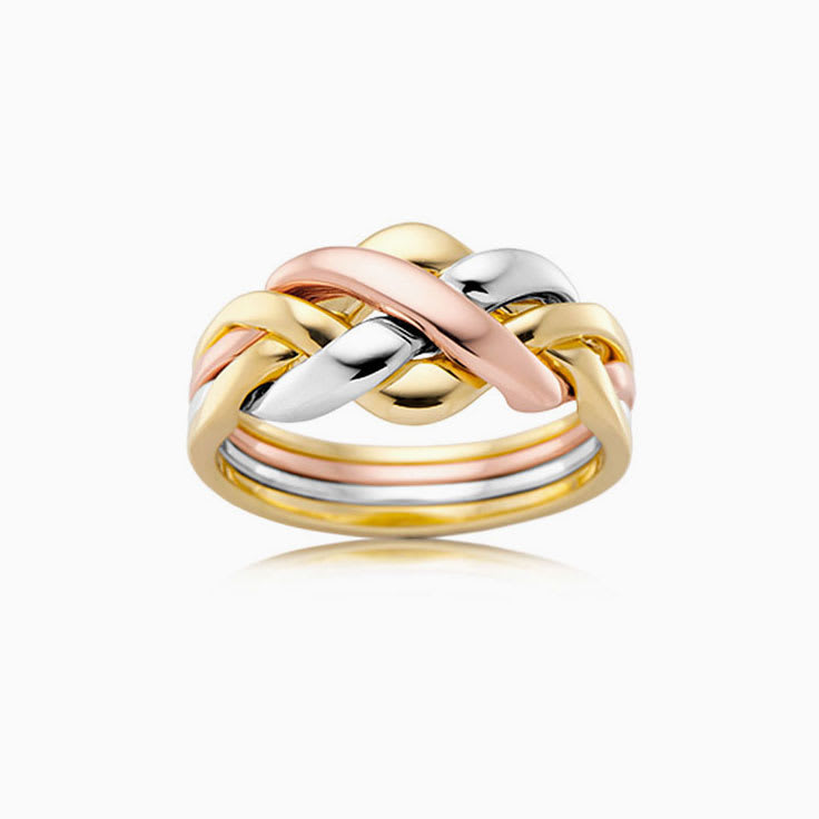 Braided Ladies Three Tone Ring