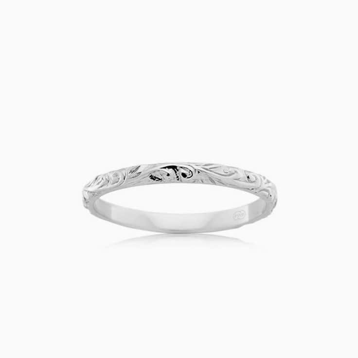 Petite carved Wedding ring J1258