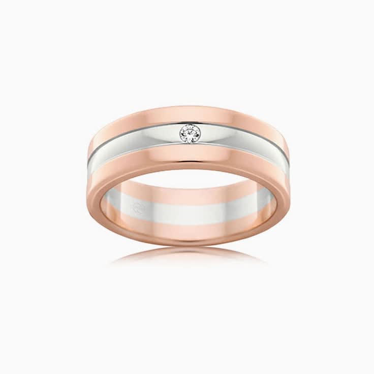 Two tone diamond mens ring 2T3367