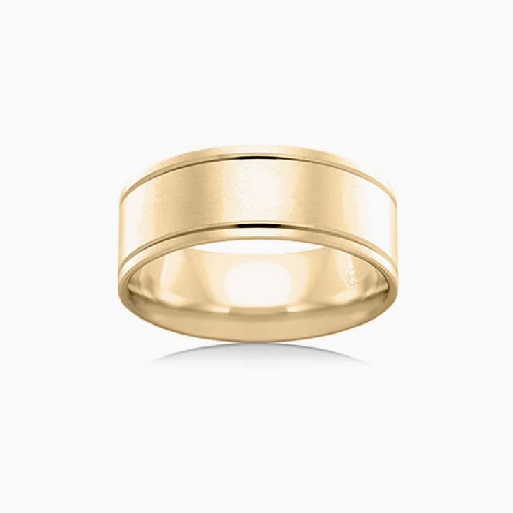 Dual grooved mens wedding ring F3120