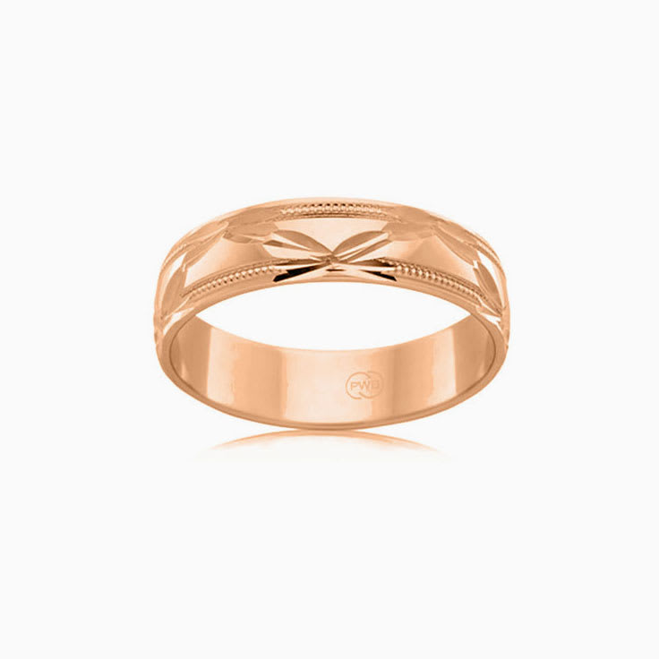 Carved mens wedding band HR1408