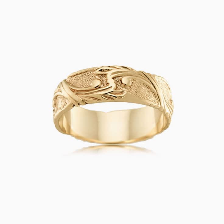 Mens Hand Carved Wedding Band