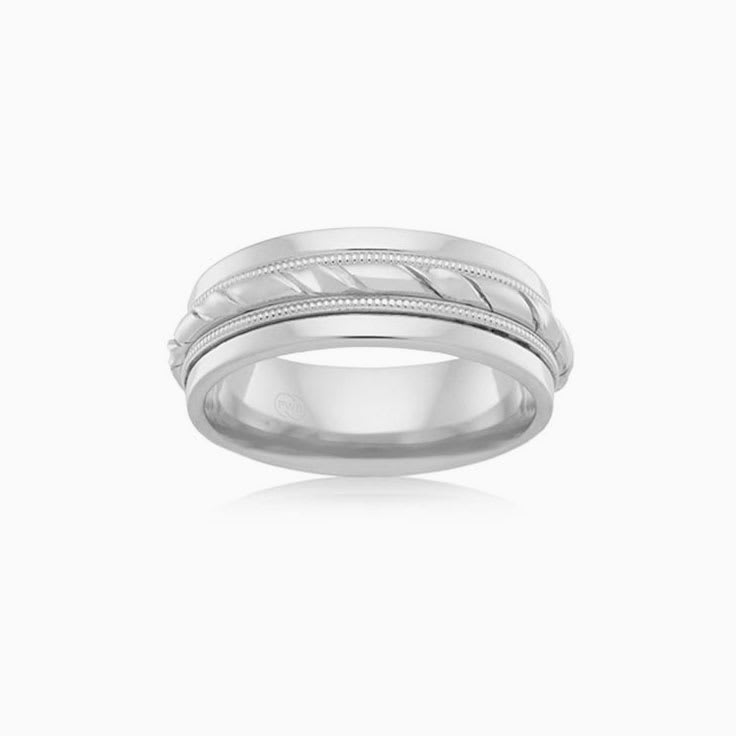 Grooved mens wedding ring J2104