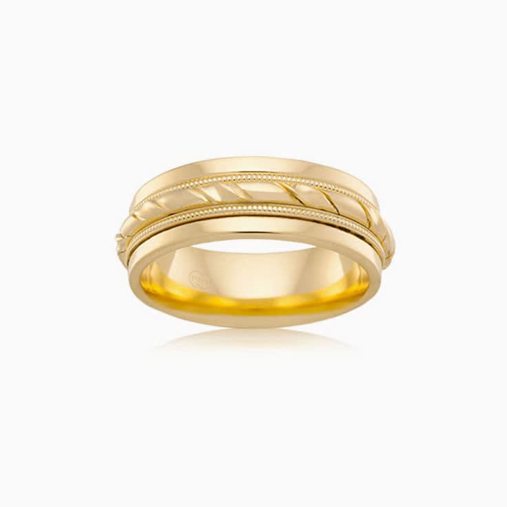 Grooved mens wedding ring J2104