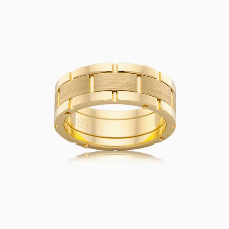 Patterned Mens wedding ring J3991