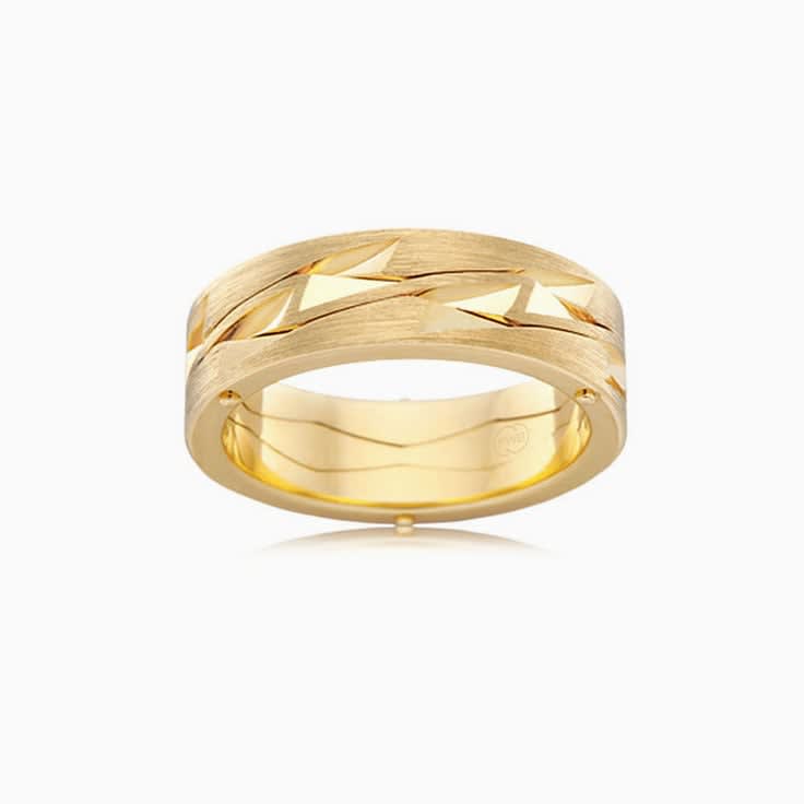 Brushed Finish Patterned Ring