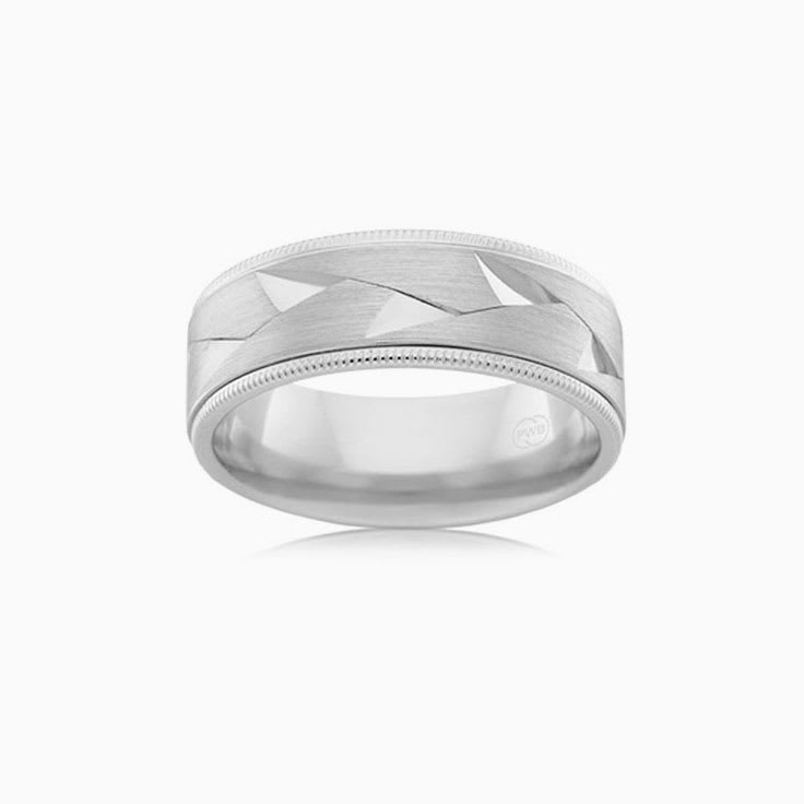 Miligrain Edges With Carved Pattern Mens Ring