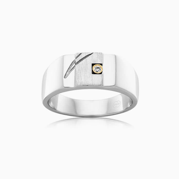 Diamond Studded Dual Tone Signet Band