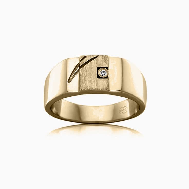 Diamond Studded Dual Tone Signet Band