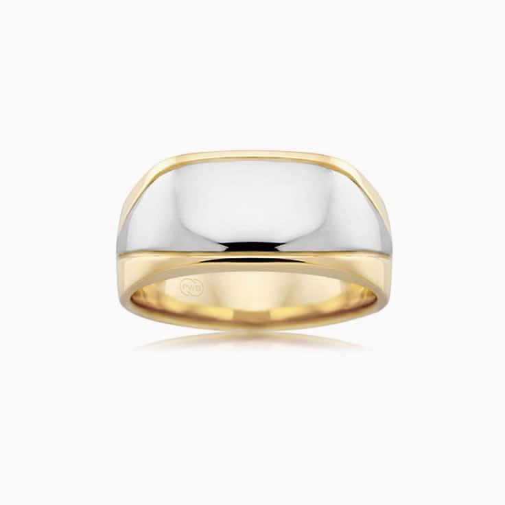Two Tone Mens Signet Ring