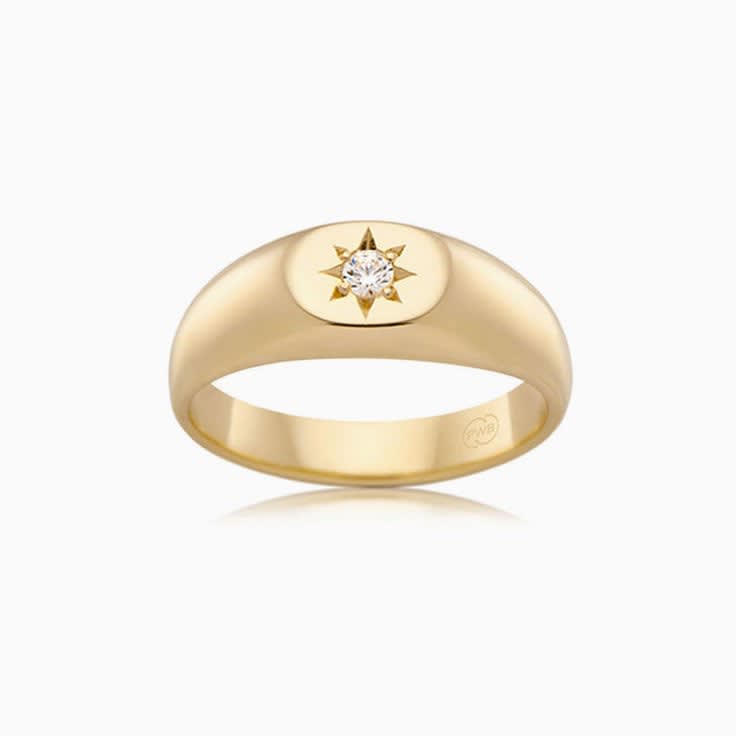 Drop Set Star Signet Ring