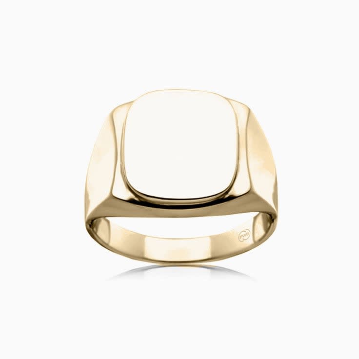 Carved Rectangle Signet Wedding Ring
