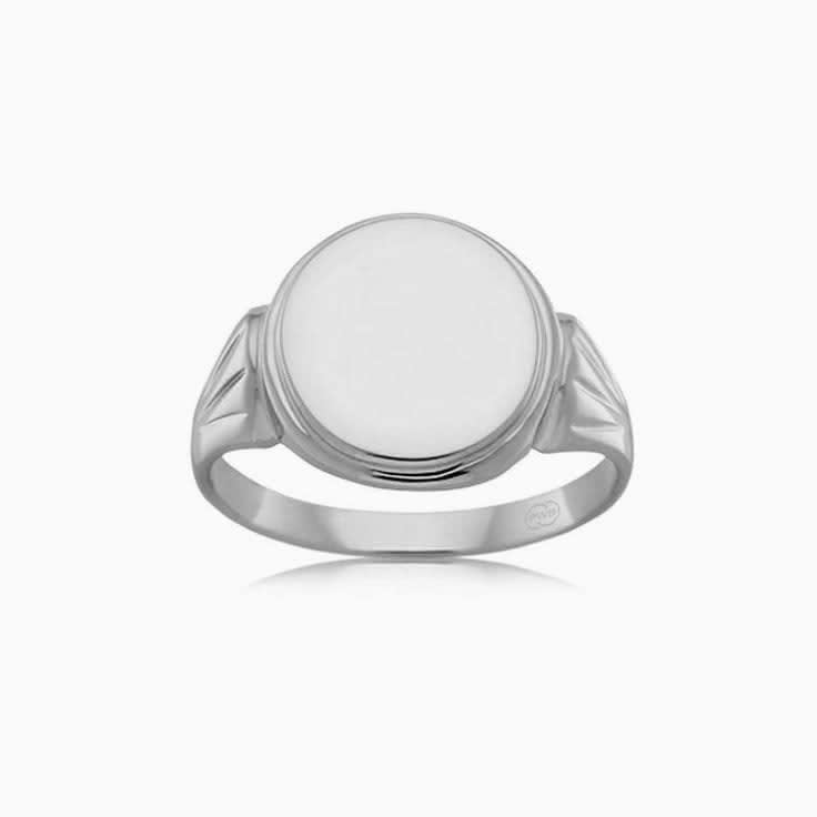 Round Signet Mens Wedding Ring