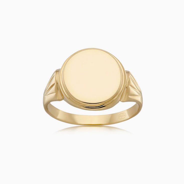 Round Signet Mens Wedding Ring