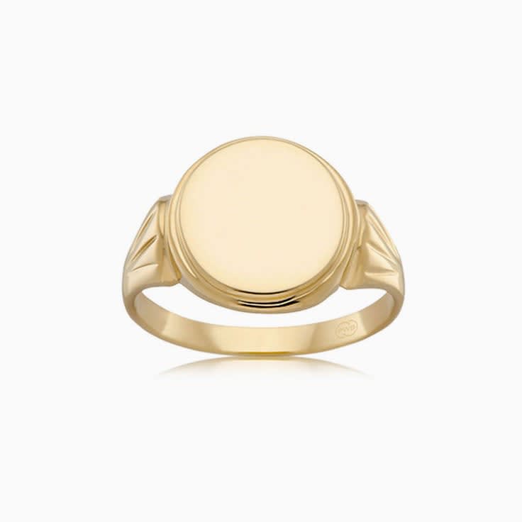 Round Signet Mens Wedding Ring