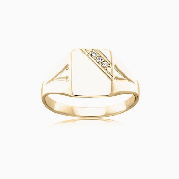 Diamond Rectangle Signet Mens Ring