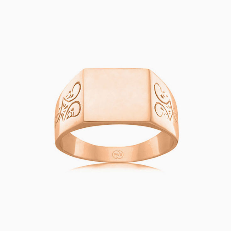 Carved Mens Signet Rectangle Ring