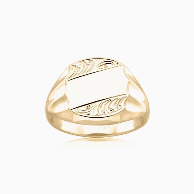 Carved Wavy Signet ring