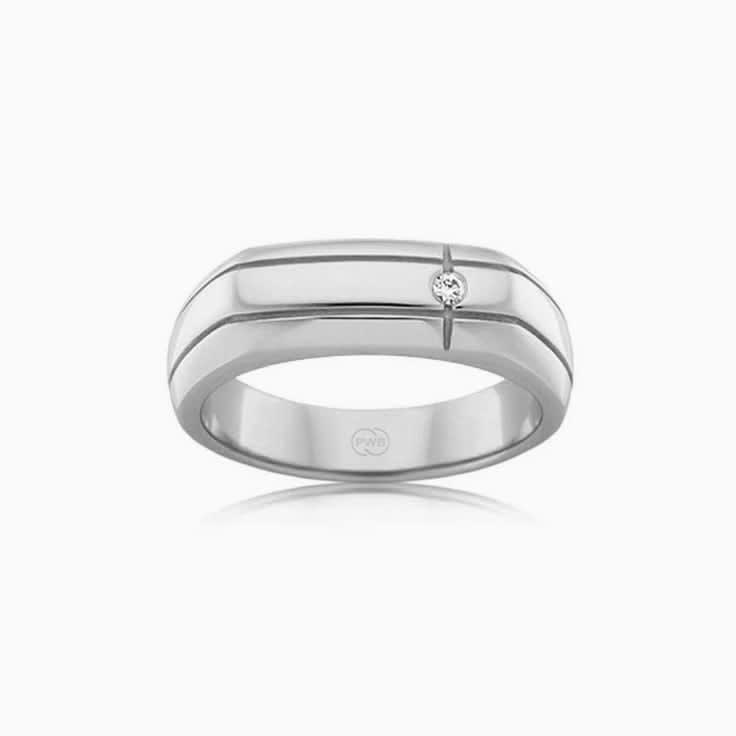 Bezel Set Diamond Signet Ring