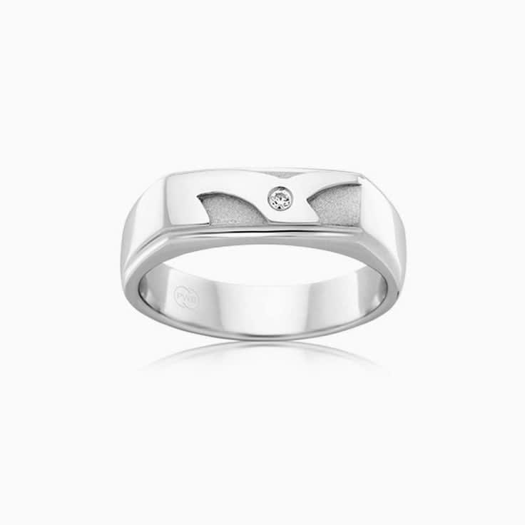 Carved Diamond Signet Ring