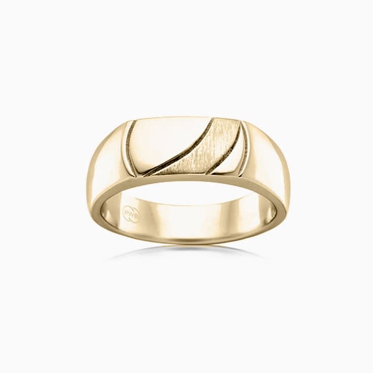 Brushed Finished Mens Rectangle Signet Band