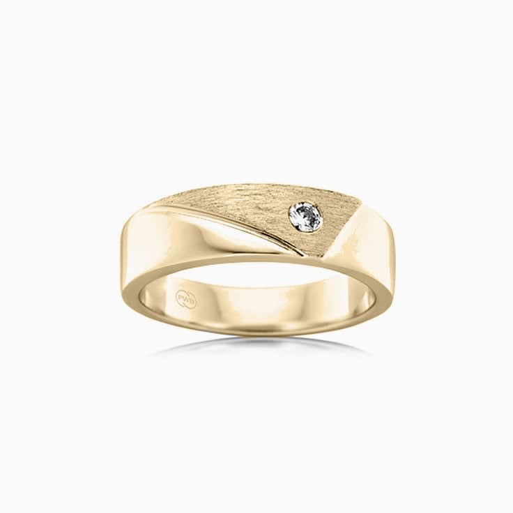 Brushed Signet Diamond Ring
