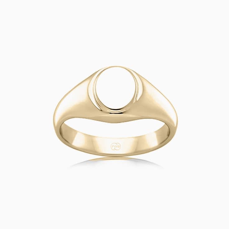Carved Oval Signet Mens Ring