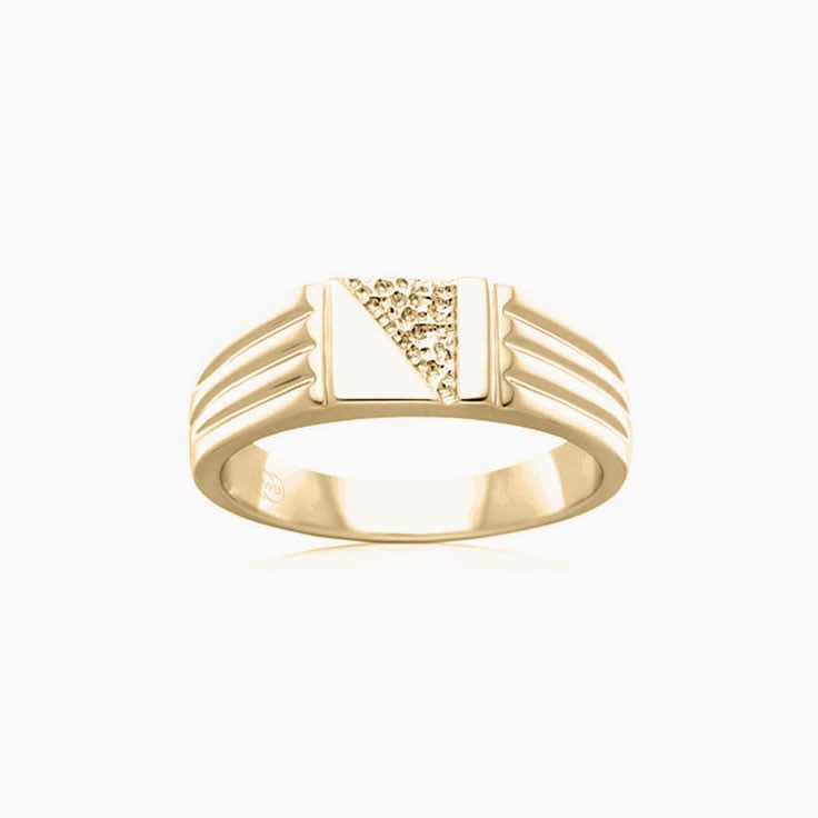 Carved Gold Mens Signet Sing