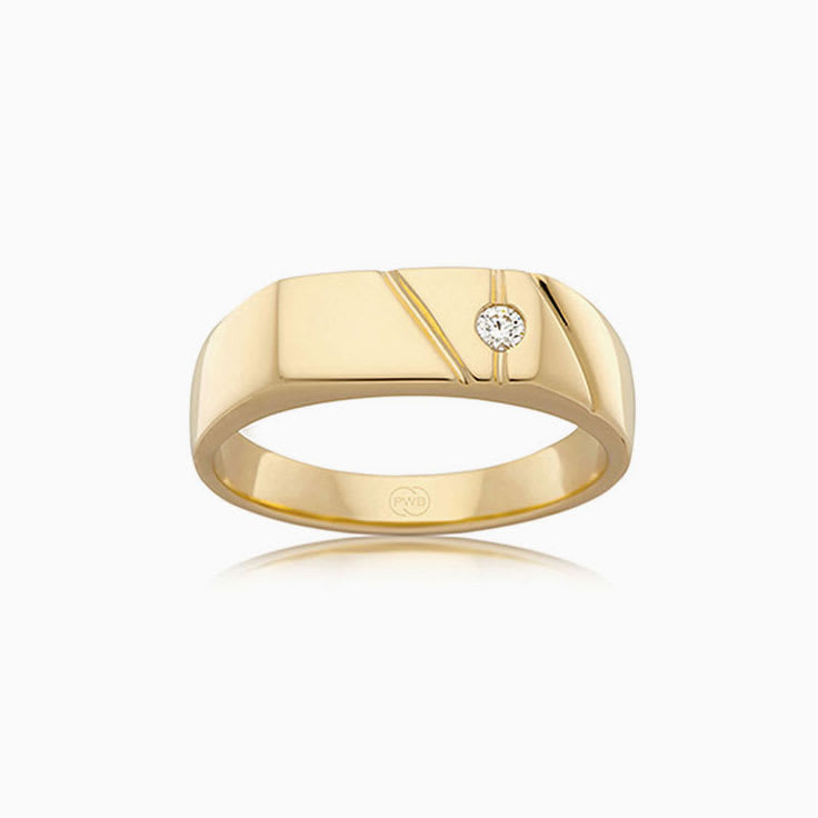 Rectangle Diamond Signet Ring
