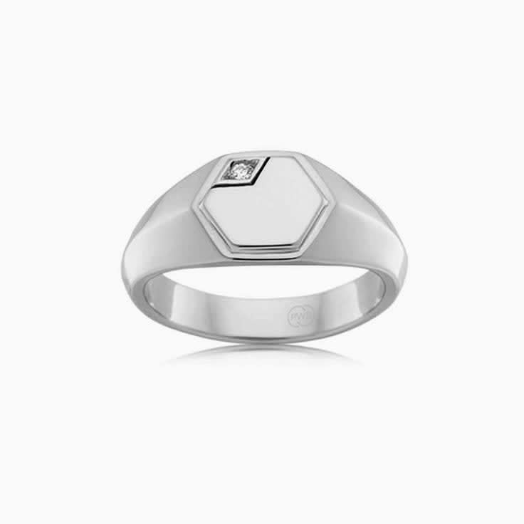 Hexagon Signet Wedding Band For Men