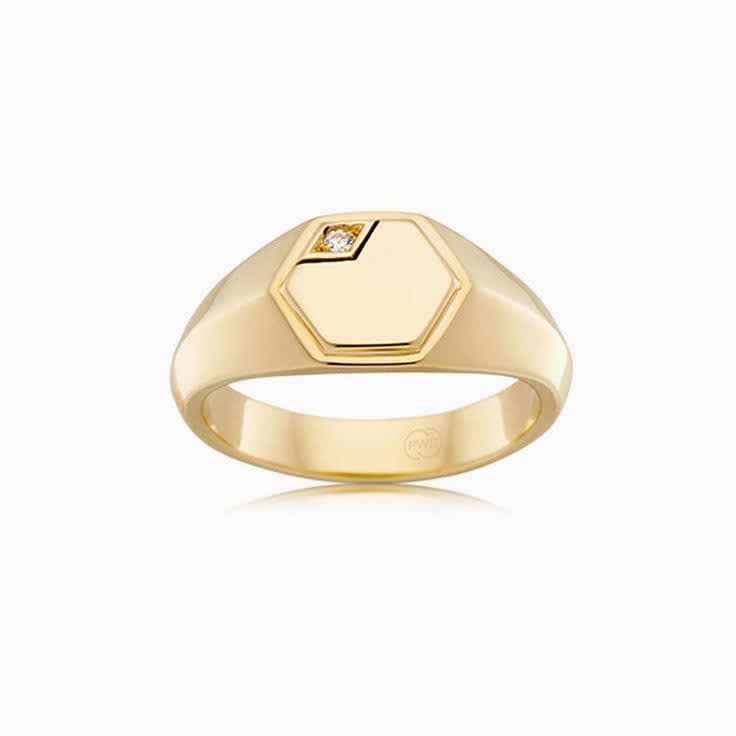 Hexagon Signet Wedding Band For Men