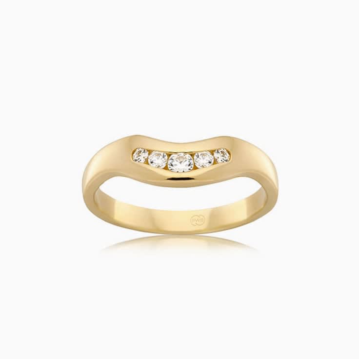 Five Stones Curved Lab Diamond Band