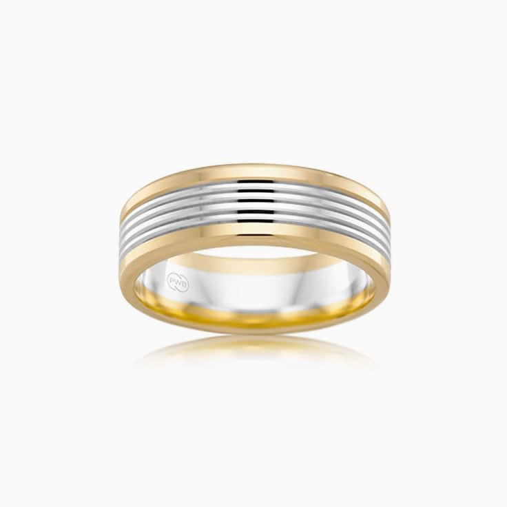 Two tone mens wedding ring 2T2703