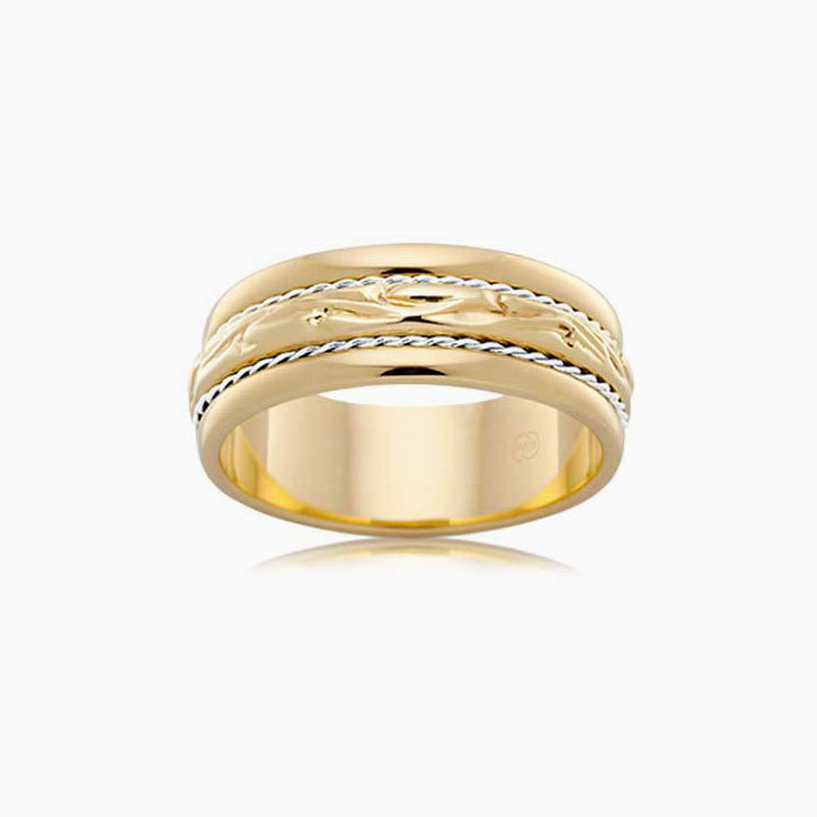 Carved mens wedding ring 2TJ2268