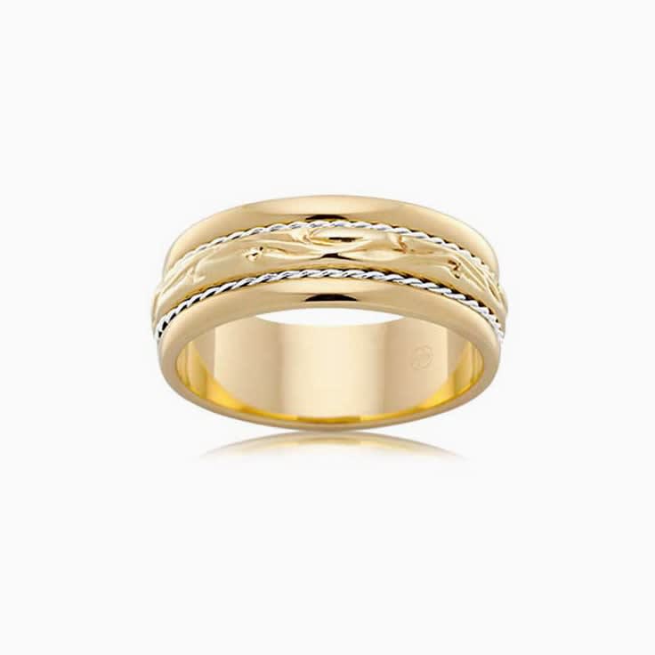 Carved mens wedding ring 2TJ2268