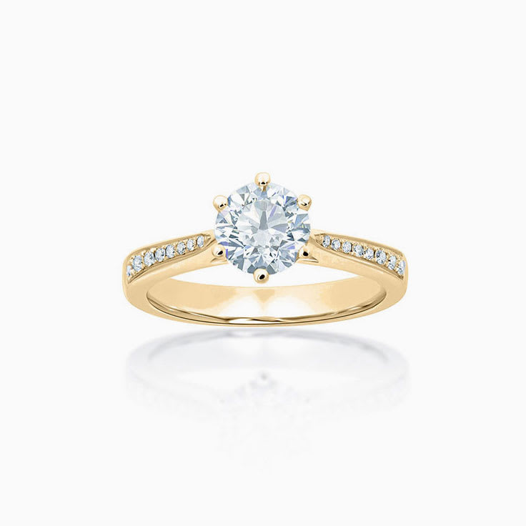 Round Brilliant cut diamond on a pave set diamond band