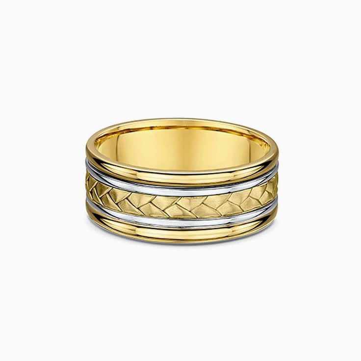 Two Tone Mens Braided Wedding Band